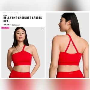 PINK Victoria's Secret Relay Red One-Shoulder Sports Bra